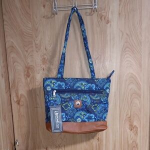 Blue and Brown Shoulder Bag with Unique Design